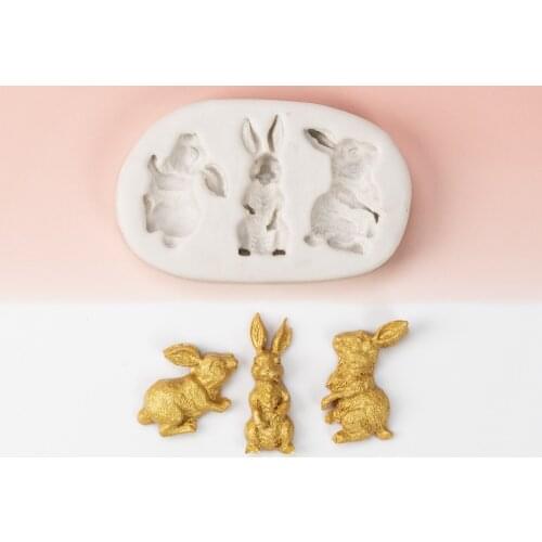 Rabbit Easter Bunny Fondant Silicone Mold Decoration Tool Chocolate Cake Gumpaste Mold Soft ceramics Kitchen Cooking Tools