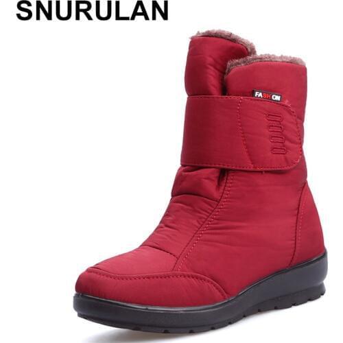 SNURULAN Women Winter Boots Winter Shoes Warm Plush Ankle Boots 2019 Brand Women Casual Wedge Shoes Winter Sexy Boots Waterproof
