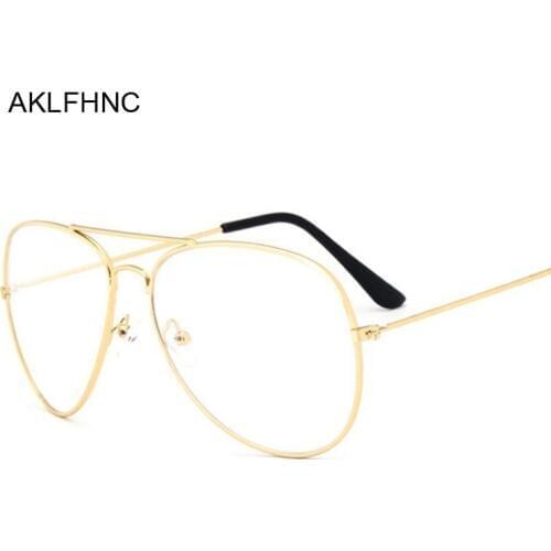 Aviation Gold Frame Sunglasses Male Classic Eyeglasses Transparent Clear Lens Optical Women Men Glasses Pilot Style
