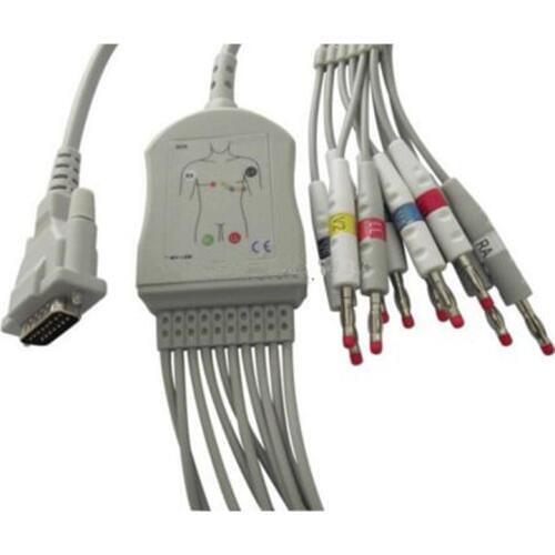 Compatible For Schiller 10 Lead ECG/EKG Cable AHA Banana 4.0mm AT3 AT6 CS6 AT5 AT10 AT60 Medical Cable and Wire 10K Resistor