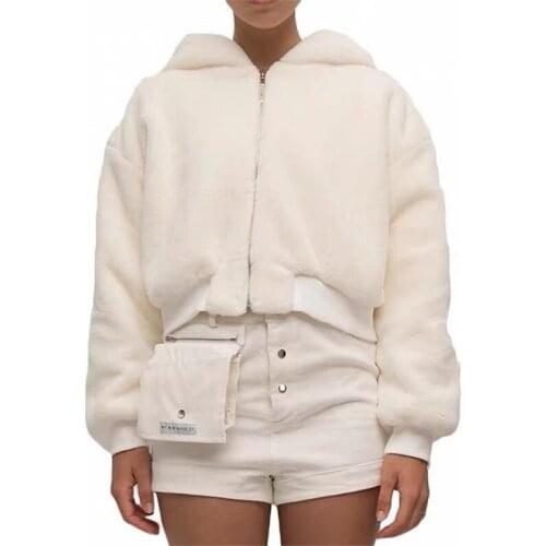 Cropped jacket women winter jacket women 2020 fur solid zip up jacket casual hooded jacket women rabbit fur warm thick chic