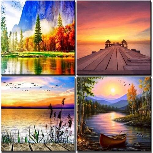 Setting Sun View Of Sea Diy Digital Painting By Numbers Acrylic Paint HandPainted Oil Painting Adults Kit Picture For Home Decor