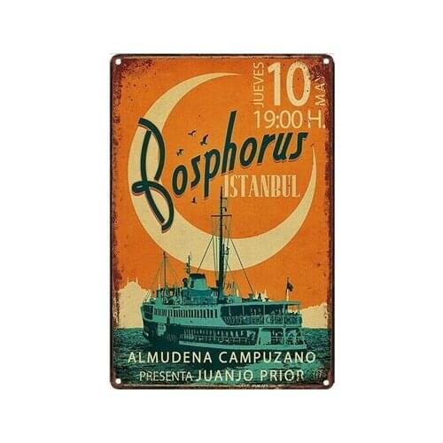 Vintage Metal Tin Sign Bosphorus Istanbul Retro Garage Yard Home Cafe Bar Club Hotel Wall Decoration Signs 12x8inch
