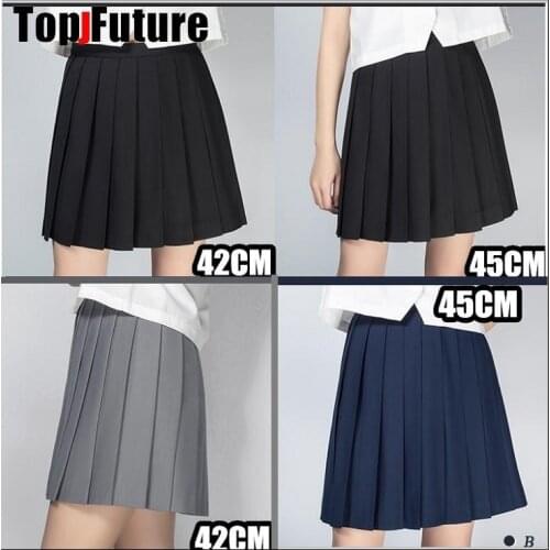 Japanese School Uniforms Girls Solid Color Pleated JK Suit Black Navy grey High School Student Girls Academy Style lolita Skirt