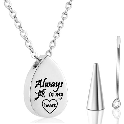 Women Teardrop Pendants Short Chain Custom Choker Stainless Steel Urn Necklace Cremation Waterdrop Jewelry