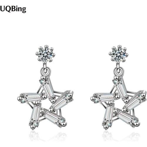 CZ Zircon Gold Silver Star Shape Stud Earrings For Women Beautiful Jewelry Gifts Wholesale