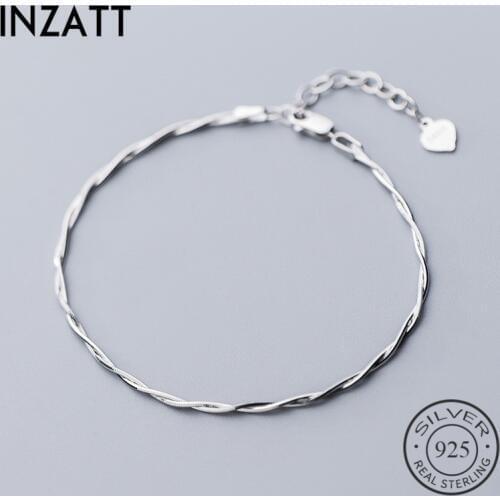INZATT Real 925 Sterling Silver Minimalist Weaving Snake Chain Bracelet For Fashion Women Part Fine Jewelry 2019 OL Accessories