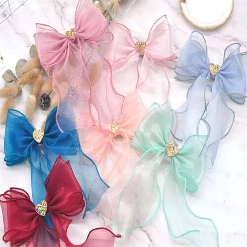 10pc/lot Girls Hair Accessories Headdress Luster Yarn Bow Spring Clip High-grade Bow Clips Hairpin Girl Teenager Fashion Jewelry