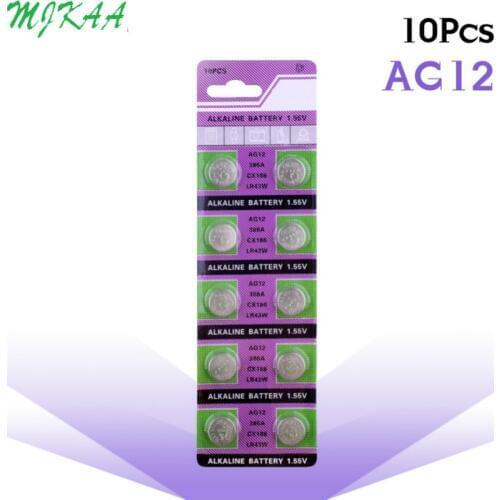 10pcs/pack AG12 LR43 SR43 260 386 1.55V Alkaline Watch Batteries Coin Cell Battery