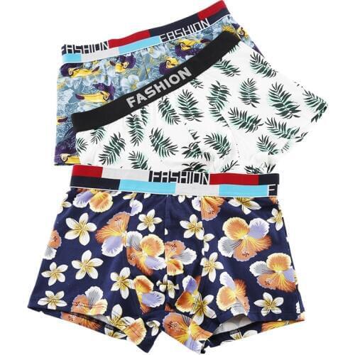 3Pcs Cotton Men Underwear Boxers Sexy underpant Cotton Male Panties Shorts Cartoon Printing Cueca Underpants