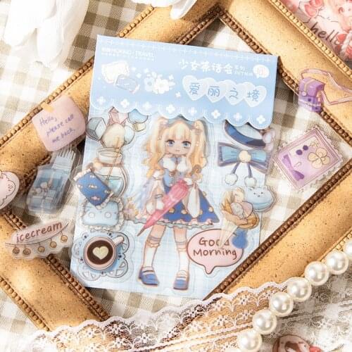 30 pcs Girl Tea Party Series Cartoon Character Decorative PET Stickers Scrapbooking Diy Label Diary Stationery Album Journal