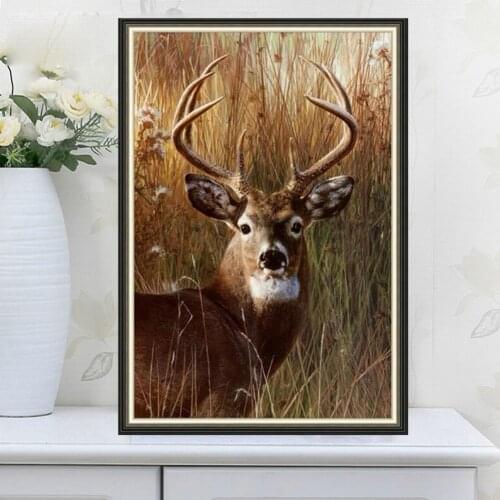 5D DIY Animal Series Full Diamond Painting Deer Pattern Rhinestone Embroidery Mosaic Diamond Painting Home Wall Decoration