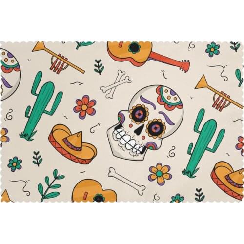 Tableware Pad Placemats 6 Pcs Table Mat Non-Slip Cute Day Dead Style Placemats for Dining Table