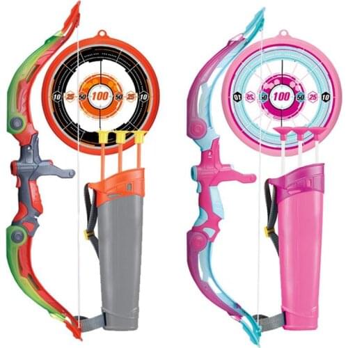 60cm Kids Bow and Arrow Set for Kids Archery Beginner Gift Simulation Flashing shooting Toy for Outdoor Sports Game Hunting Toy