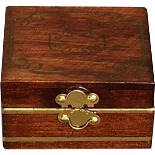 1/12 Mini Wooden Jewelry Box Dollhouse Bedroom Dresser Decoration Toys Decor