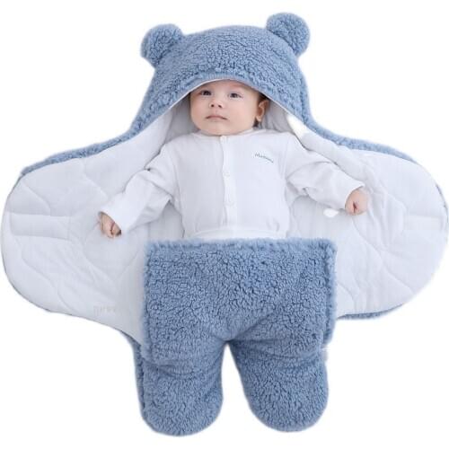 Lamb wool Baby Sleeping Bag Ultra-Soft Fluffy Fleece Newborn Receiving Blanket Infant Boys Girls Clothes Sleeping Nursery Wrap