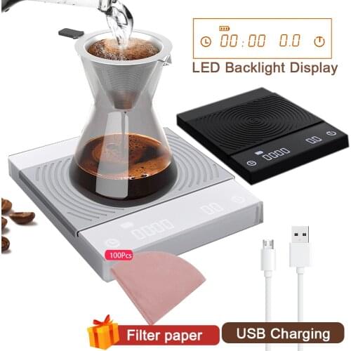 Coffee Scale Timemore Black Mirror Scale Smart Digital Coffee Scale with Timer Automatic Pour Coffee Electronic Drip Scale USB