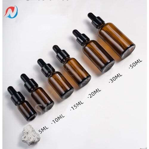 Sheenirs 3pcs 5/10/15/20/30/50/100ml Eye Dropper Bottle Amber Glass Bottles with black Caps Empty Tincture Bottles Essential oil