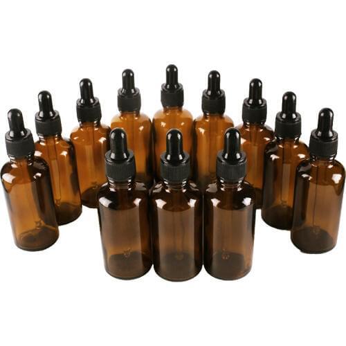 12pcs 50ml Amber Glass Dropper Bottles with Pipette for essential oils aromatherapy lab chemicals