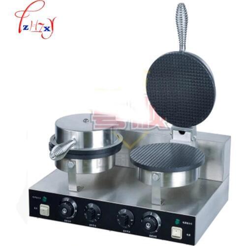 Commercial double head Ice cream Cone machine YU-2 stainless steel waffle cone egg roll making machine crepe maker 220-240v 2kw