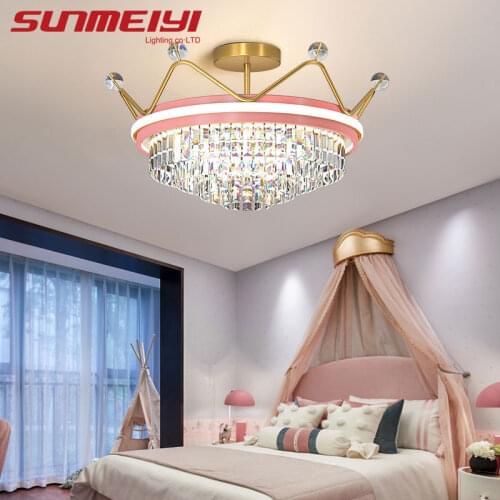 Crown Ceiling Lights For Kid Bedroom Living Room Dining Room Crystal Led Ceiling Lamp Nordic Decoration plafon led techo cocina