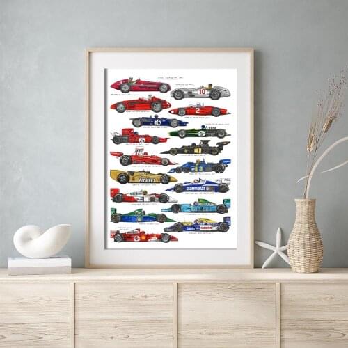Iconic Formula 1 Cars Canvas Paintings on The Wall Art Posters and Prints Nordic Picture for Living Room No Frame