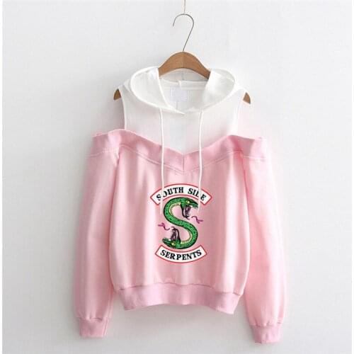 Hot Sale Riverdale Southside Serpents Hooded Hoodies Women Girls Sweatshirts Off Shoulder Sexy Tops Long Sleeve Pullovers Hoodie
