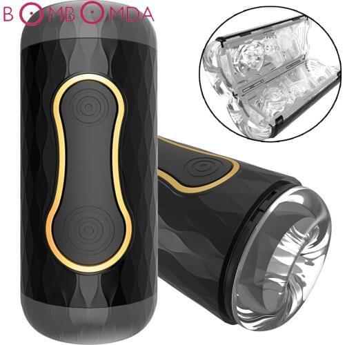Dual channel Male Masturbation cup Sucking stimulating Vagina Real Pussy Adult Sex Toys For Men Masturbate Erotic Sex Products