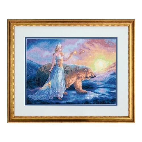 100% egypt COTTONLovely Counted Cross Stitch Kit Aurora Queen and North Pole Bear dim 35291