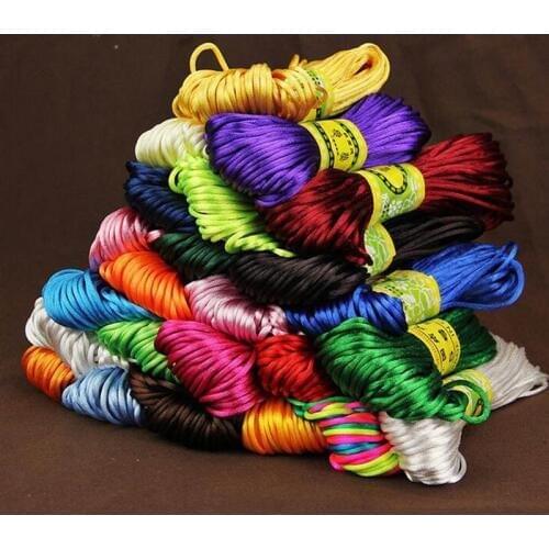 2mm 20meter Soft Satin Rattail Silk Macrame Cord Nylon Kumihimo Shamballa For DIY Chinese Knot Bracelet Necklace Jewelry Finding