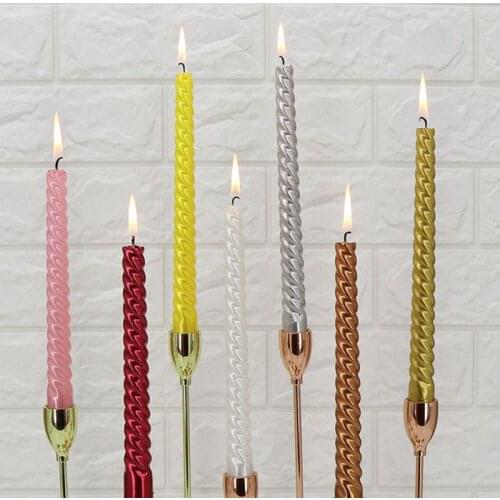 NEW 12 Pcs/Set Taper-Spiral Twisted Smokeless Dinner Table Long Candles Wax Drop Ship