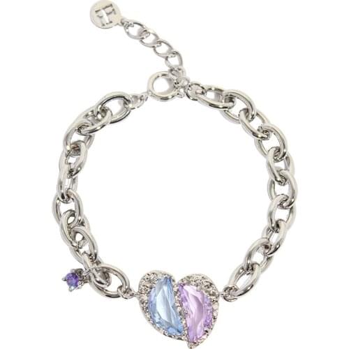 Heart crystal charm chain bracelet for teenage egirls cz stone chunky bracelet bangles y2k jewelry trendy women jewelry 2021