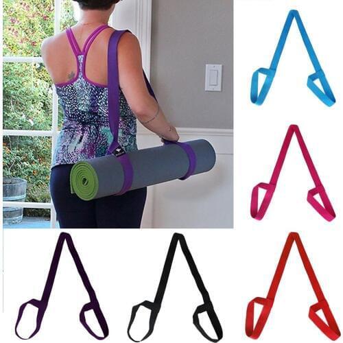 Solid Color Adjustable Exercise Stretch Fitness Yoga Mat Holder Sling Carrier Shoulder Carry Strap Carrier Tie Elastic Yoga Belt