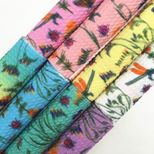 Onefly Wholesales Dropshipping Leather Supplier Flowers Printed Bullet Liverpool Fabric Sheets For Bow DIY FZ089