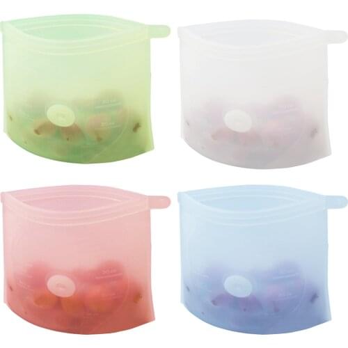 Food Storage Bags Silicone Vacuum Sealed Bag Food-grade Storage Reusable Bag Containers Zip Silicone Lunch Fruit Leakproof Comfy
