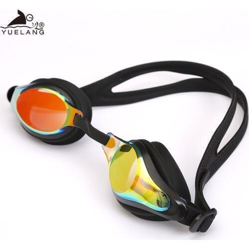 YUELANG Professional Swimming Goggles with Earplugs Nose and Case Swimming Glasses Anti-UV Anti-fog Electroplating for Unisex