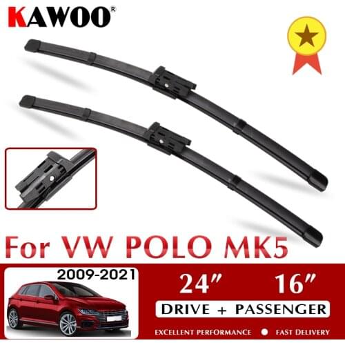 KAWOO Wiper Car Wiper Blade Blades for VW Volkswagen Polo 5 MK5 2009 - 2021 Windshield Windscreen Window Wash 24"+16" LHD RHD