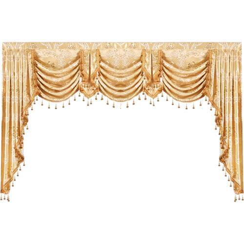 Gold Color European Royal Luxury Style Valance Curtains for Living Room Window Curtains for Bedroom for Kitchen