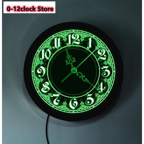 Arabic Numerals Vintage Design Illuminated Modern Style LED Watch Wall Clock With Big Numbers Home Decor Night Lamp