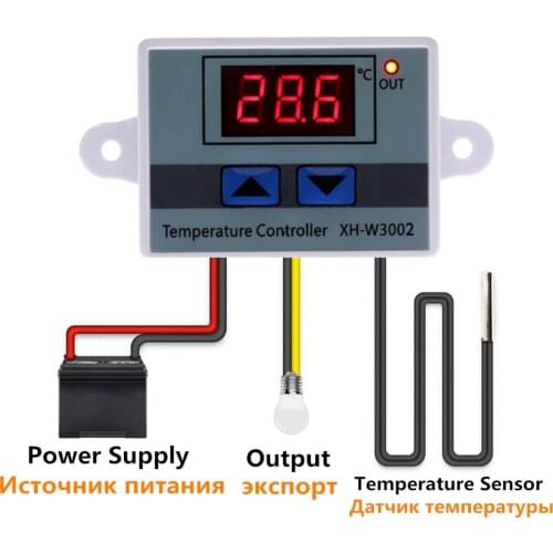 XH-W3002 W3002 AC 110V-220V DC24V DC12V Led Digital Thermoregulator Thermostat Temperature Controller Control Switch Meter