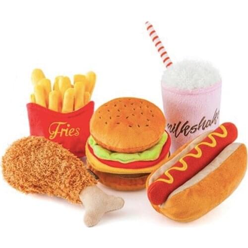 Fun Dog Cat Chew Toys Pet Toys Cat Supplies Humbugger Toys Fries Hamburgers Milkshakes Pet Supplies