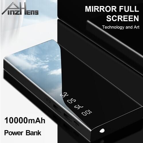 PINZHENG 10000mAh Power Bank LED Portable Charging PowerBank For iPhone Xiaomi Fast charger Portable External Battery Charger