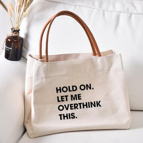 Funny Letters Printed Canvas Tote Bag Gift for Friends Handbag Work Bag Book Bag Women Lady Beach Bag Dropshipping