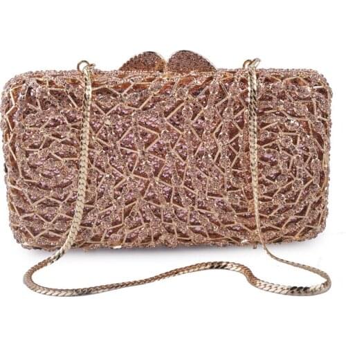 Lady Crystal Silver Metal Evening bag Clutches Bag Fashion Ladies Dinner Messenger Handbags Female Phone Case gift Chain Bags