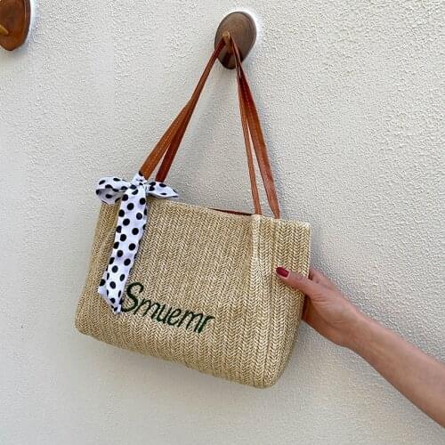 Summer Trend Straw Bags New Popular Hit Color Handbags for Women 2021 Designer Luxury Zipper Color Matching Tote Bag