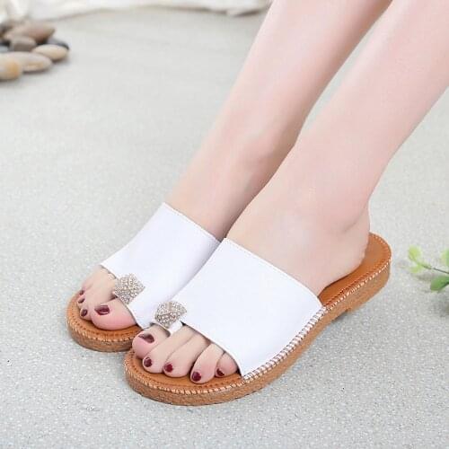 2021 New Fashion Summer Leather Roman Sandals Womens Gladiator Casual Flat Beach Shoes Female Flip Flops Slip On Slippers