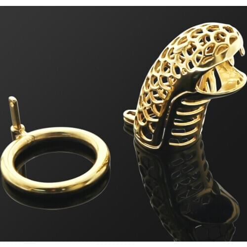 Gold snake Chastity Device Steel Chastity Spikes Metal Cock Cage Chastity Belt Lock Cock Sex Cock Ring CBT Devices BDSM toys