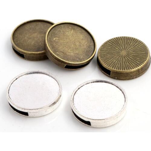 5pcs 20mm Inner Size Antique Silver Plated Colors Square Cabochon Base Cameo Setting Charms Pendant For 10mm Leather Bracelet