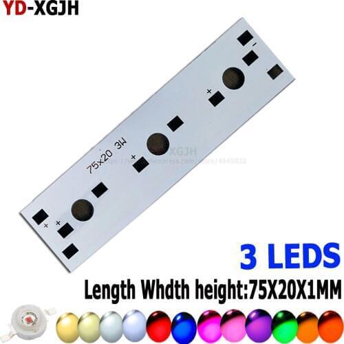 10PCS 3LEDS 75 100mm High Power PCB Board LED Aluminum Base Plate 1W 3W 5W LED Chip For 3W 9W 15W Connect Aluminum Base Plate