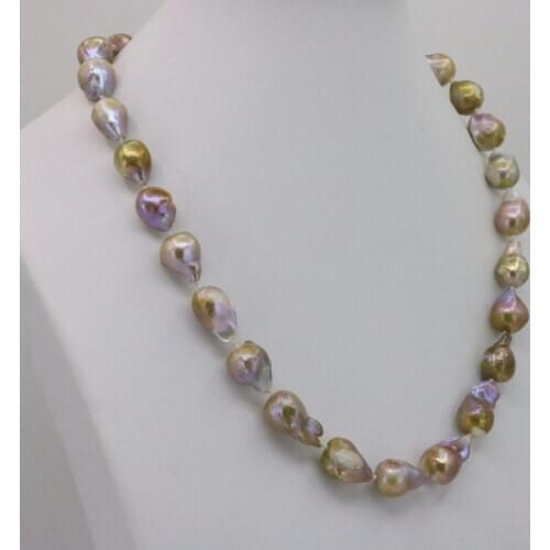 100% Brand New High Quality Fashion Picture>> Natural Baroque Freshwater Pearl 12-18mm 18 inches Pink-Purple Color Necklace